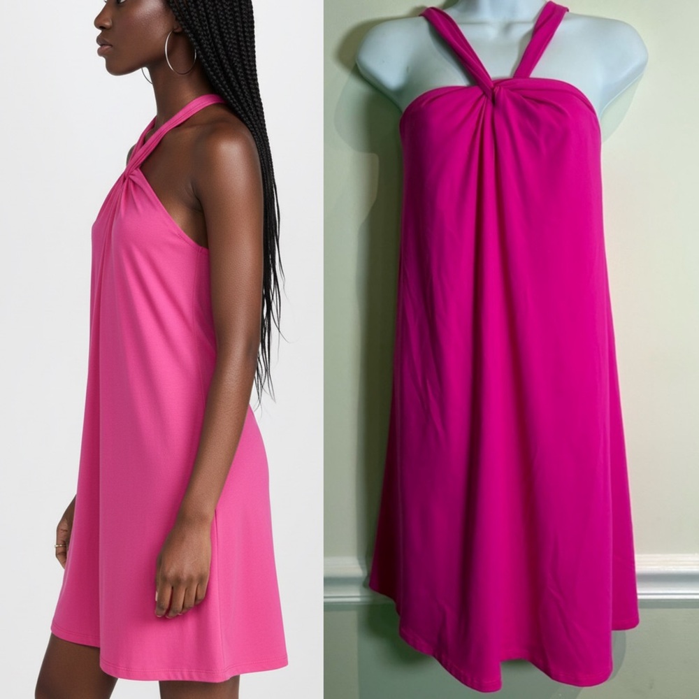 Susana Monaco Twist Neck Mini Jersey Dress in Pink Size Medium
